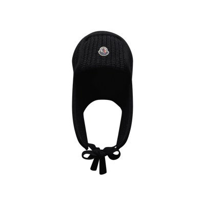 Moncler Collection Wool Aviator Hat Black In Noir