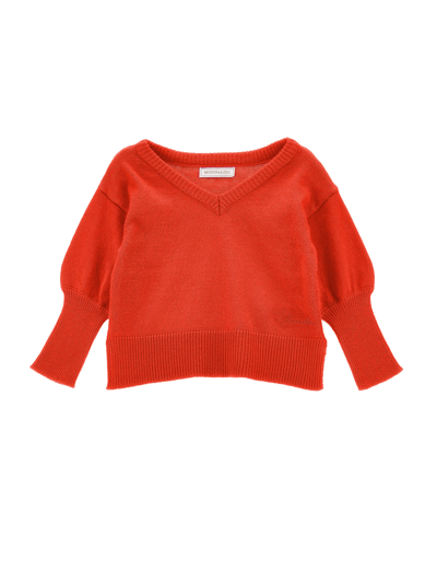 Monnalisa Pullover With Neckline On The Back In Orange