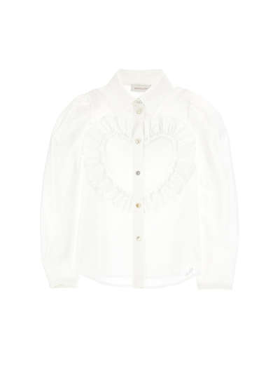 Monnalisa Kids'   Poplin Shirt With Heart In Cream