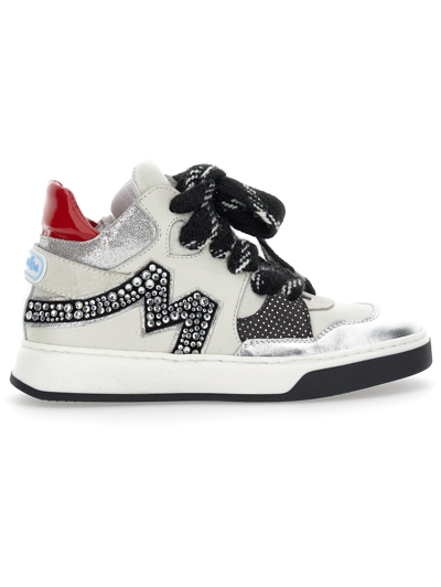 Monnalisa Kids'   Basketball Style Sneakers In Cream + Black