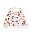 Monnalisa All-over Print Hoodie In Pink
