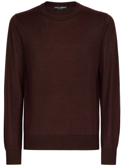 Dolce & Gabbana Crew-neck Cashmere Jumper In Brown