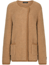 DOLCE & GABBANA LOGO-PLAQUE OFF-CENTRE KNITTED COAT