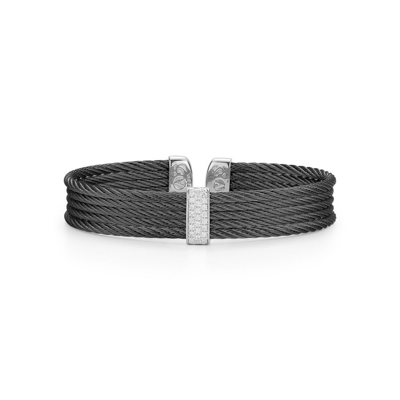 Alor Black Cable Mini Cuff With 18kt White Gold & Diamonds