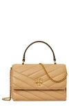 Tory Burch Kira Mini Quilted Top-handle Bag In Beige