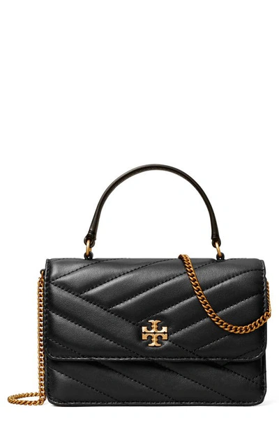 Tory Burch Mini Kira Chevron Handbag In Black