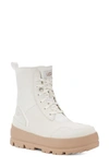 Ugg The  Lug Platform Lace-up Combat Boot In Bright White