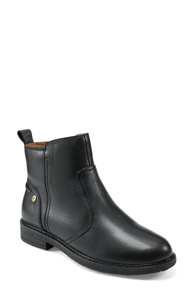 Easy Spirit Women's Eflex Jules Almond Toe Block Heel Casual Booties In Black Leather