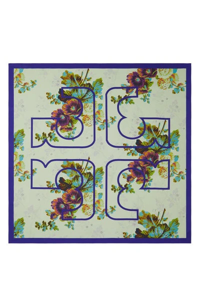 Tory Burch Floral-print Silk Scarf In Blurry Floral Purple