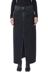 Agolde Leif Longline Denim Skirt In Black