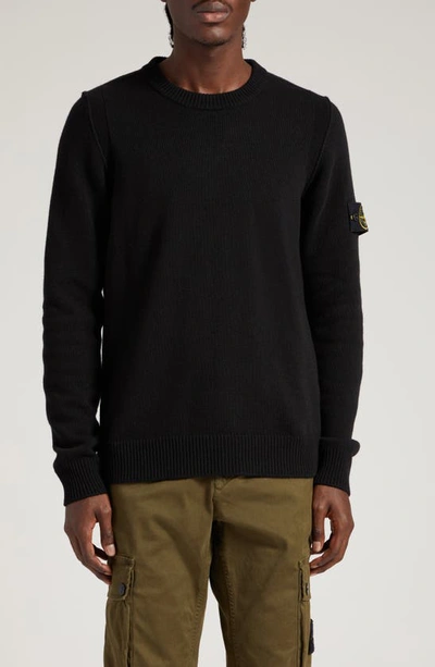 Stone Island Round Neck Sweater With Logo Patch In A0029