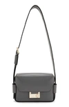 Allsaints Leather Frankie Cross-body Bag In Slate Gray/brass