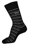 Hugo Boss Rib Stripe Dress Socks In Black