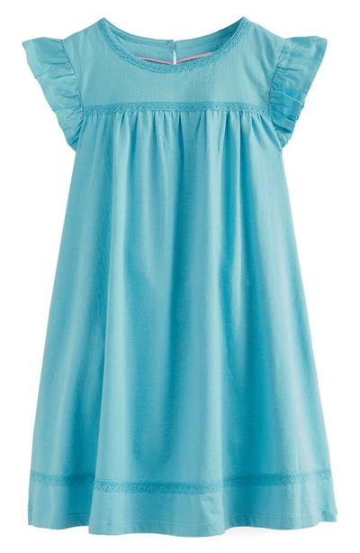 Mini Boden Kids' Flutter Sleeve Jersey Dress Delphinium Blue Girls Boden