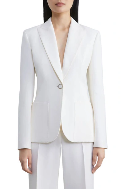 Lafayette 148 Single-button Peak-lapel Pick Stitch Blazer In White