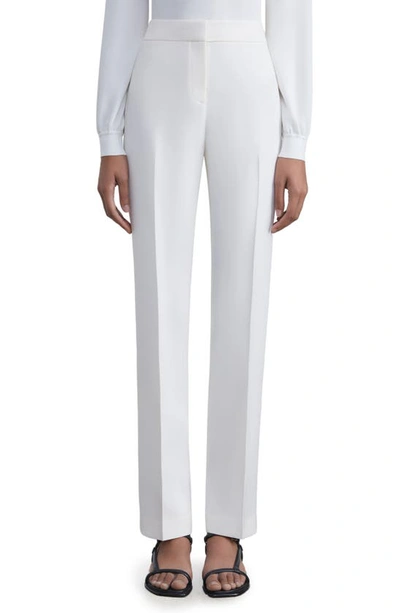 Lafayette 148 Barrow Straight-leg Wool-silk Trousers In White