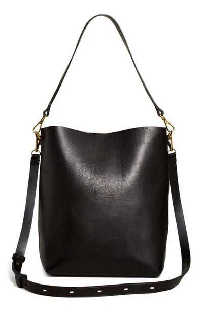 Madewell The Transport Leather Bucket Bag In Black