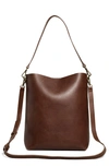 Madewell The Transport Leather Bucket Bag In Soft Mahogany
