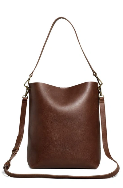 Madewell The Transport Leather Bucket Bag In Soft Mahogany