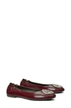 Tory Burch Claire Ballet Flat In Dark Carmine/gold/silver