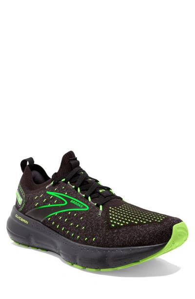 Brooks Glycerin Stealthfit 20 Running Shoe In Black/ Pearl/ Green Gecko