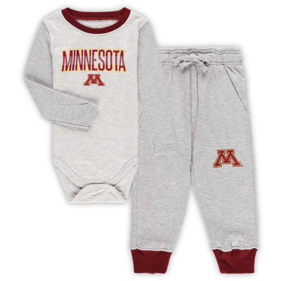 Wes & Willy Babies' Infant  Heather Gray Minnesota Golden Gophers Jie Jie Long Sleeve Bodysuit & Pants Set