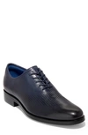 Cole Haan Washington Grand Laser Plain Toe Wholecut Shoe In Marine Blue Gra