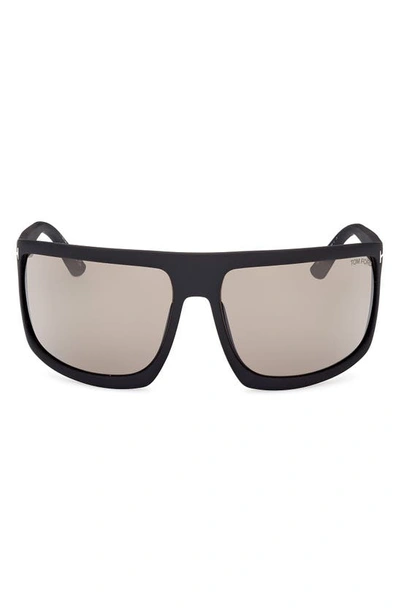 Tom Ford Clint D-frame Acetate Sunglasses In Matte Black / Roviex Gunmetal