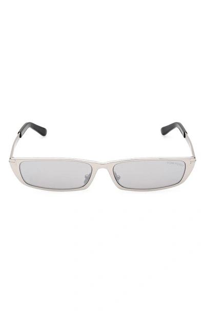 Tom Ford Everett Metal & Plastic Rectangle Sunglasses In Silver Smoke