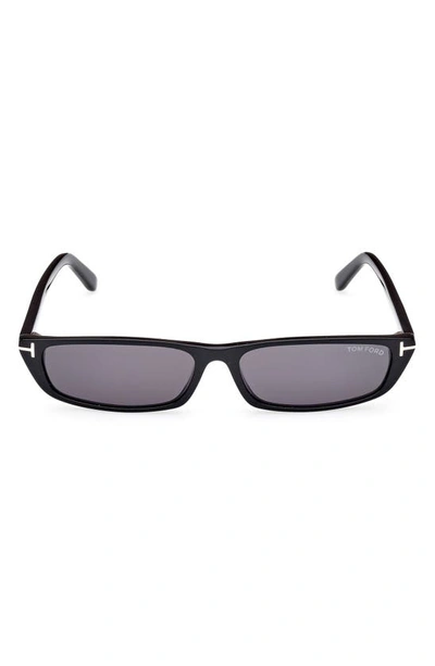 Tom Ford Men's Alejandro T-hinge Acetate Rectangle Sunglasses In Black