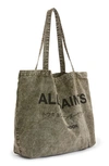 Allsaints Underground Aci Denim Tote In Grass Green/ Black