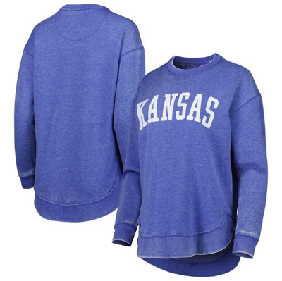 Pressbox Royal Kansas Jayhawks Vintage Wash Pullover Sweatshirt