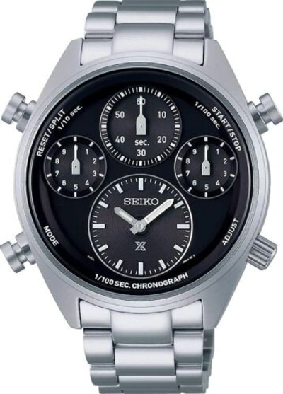 Pre-owned Seiko Prospex Sber003 Black Dial Speedtimer Chronograph Solar Watch Men Box