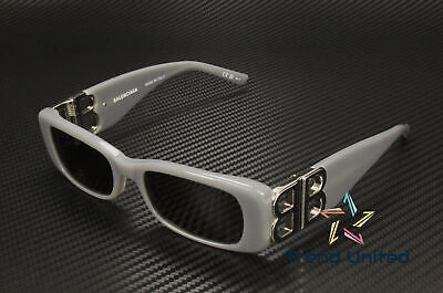 Pre-owned Balenciaga Bb0096s 014 Rectangular Squared Grey Silver 51 Mm Women's Sunglasses In Gray