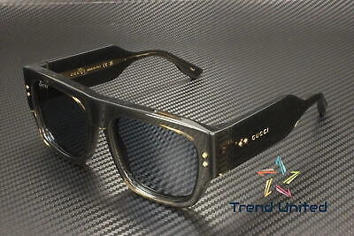 Pre-owned Gucci Gg1262s 003 Rectangular Squared Acetate Grey Blue 54 Mm Men's Sunglasses