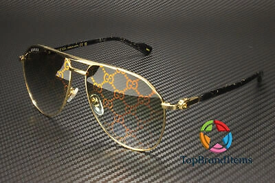 Pre-owned Gucci Gg1220s 004 Pilot Navigator Metal Gold Green 59 Mm Men's Sunglasses