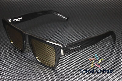 Pre-owned Saint Laurent Sl 469 004 Square Black Shiny Yellow 51 Mm Men's Sunglasses