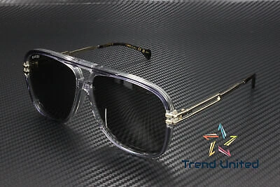 Pre-owned Gucci Gg1105s 001 Pilot Navigator Acetate Grey Gold 63 Mm Men's Sunglasses In Gray