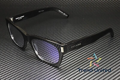 Pre-owned Saint Laurent Sl 402 013 54 Rectangular Black Shiny Grey 54 Mm Unisex Sunglasses