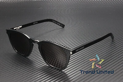 Pre-owned Saint Laurent Sl 28 Slim 001 Rectangular Squared Black 49 Mm Unisex Sunglasses In Gray