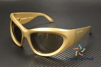 Pre-owned Balenciaga Bb0228s 004 Geometrical Bio Gold Brown 64 Mm Women's Sunglasses