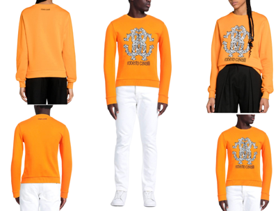 Pre-owned Roberto Cavalli Rc Logo Unisex Sweat Sweatshirt Jumper Pullover Xs, In Orange