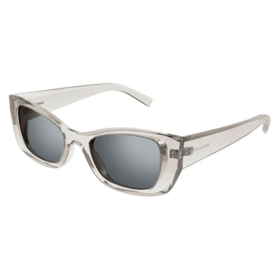 Pre-owned Saint Laurent Sl593 003 Beige/silver Mirrored 52-20-145 Sunglasses Authentic