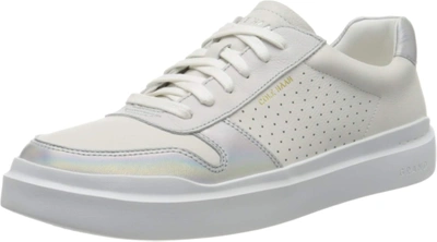 Pre-owned Cole Haan Women's Grandpro Rally Court Sneaker Optic White/perf/iridescence... In White Perf Leather-iridescence
