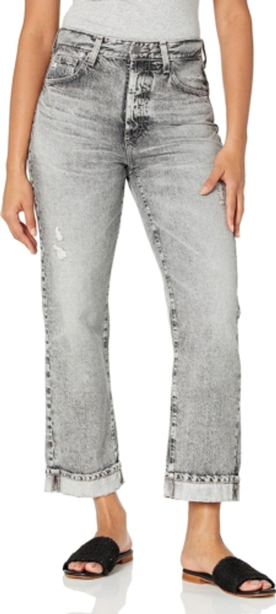 Pre-owned Ag Adriano Goldschmied Women's Alexxis Vinte High Rise Straight Jean In Moonscape Destructed