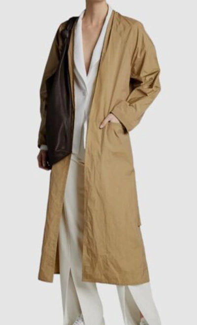 Pre-owned Kassl Editions $1000  Women's Beige Belted Long V Dress Coat Size S
