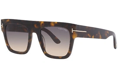 Pre-owned Tom Ford Renee Tf847 52b Sunglasses Women's Vintage Havana/smoke-amber Gradient In Gray