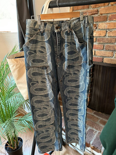 パンツ supreme hysteric glamour snake denim Supreme HYSTERIC GLAMOUR Snake Double Knee Denim Painter