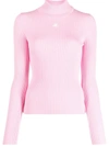 Courrèges Ribbed-knit Turtleneck Sweater In Pink