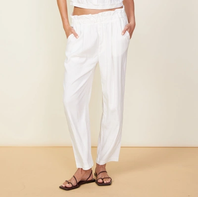 Monrow Stretched Linen Paperbag Pants In White